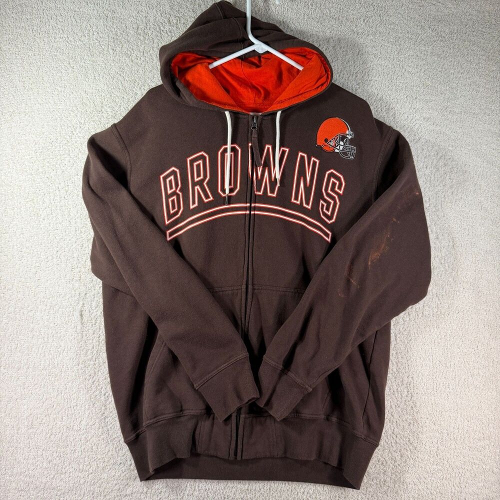 Vintage Cleveland Browns Full Zip Hoodie Mens XL Brown Orange NFL Team
